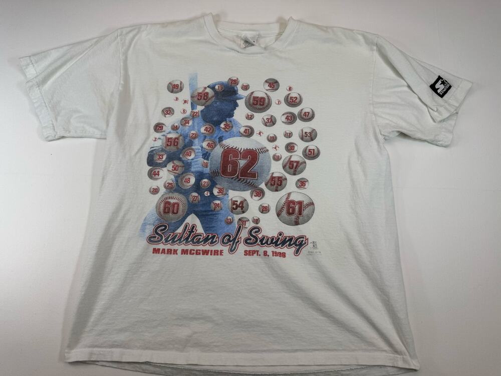 Vintage 1998 Mark McGwire Starter T Shirt Sultan of Swing MLB Size L